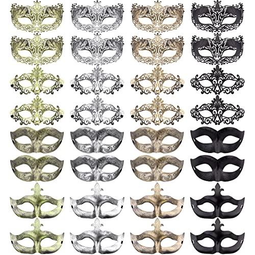 FEQO 32 Pieces Masquerade Masks Vintage Antique Masks Masquerade Party Mask Venetian Masks