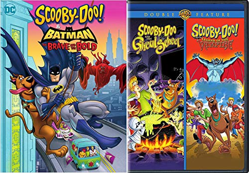 Scooby-Doo Double Movie The Ghoul School & Scooby-Doo and the Legend of the Vampire Feature + Bonus Mysteries & Monsters Collection Card Pack Series 2 Spooky Bundle