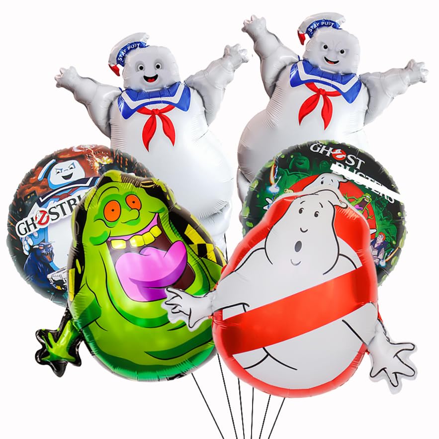 Ghost Balloons busters Balloons Ghost Double-Sided Aluminum Film Balloons Ghost Movie Video Game Party Decorations for Kids Adults -6PCS