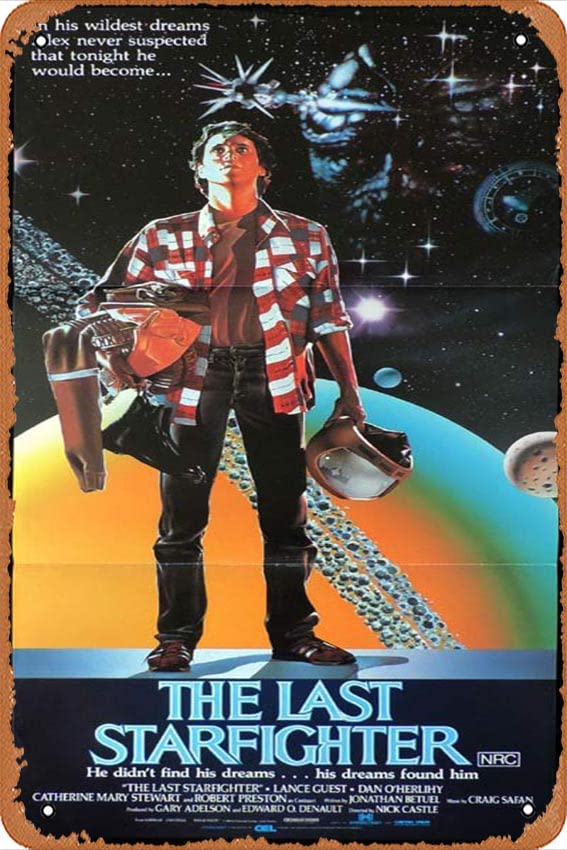 Tin Sign Retro THE LAST STARFIGHTER Original Daybill Movie poster Lance Guest Dan O'Herlihy Sci Fi Movie Tin Sign Poster,Retro Vintage Metal Classic Film and Television Poster Bar Club Movie Wall Art