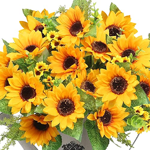 AmyHomie Artificial Sunflower Bouquets,2 Bunches Fake Wildflowers for Baby Shower Home Wedding Spring Decor, Bride Holding Flowers,DIY Garden Craft Art Decor