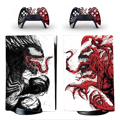 Vanknight PS5 Digital Edition Console Controllers Cover Super Hero Skin Decals Sticker Compatible with PS5 Digital Console Aliens