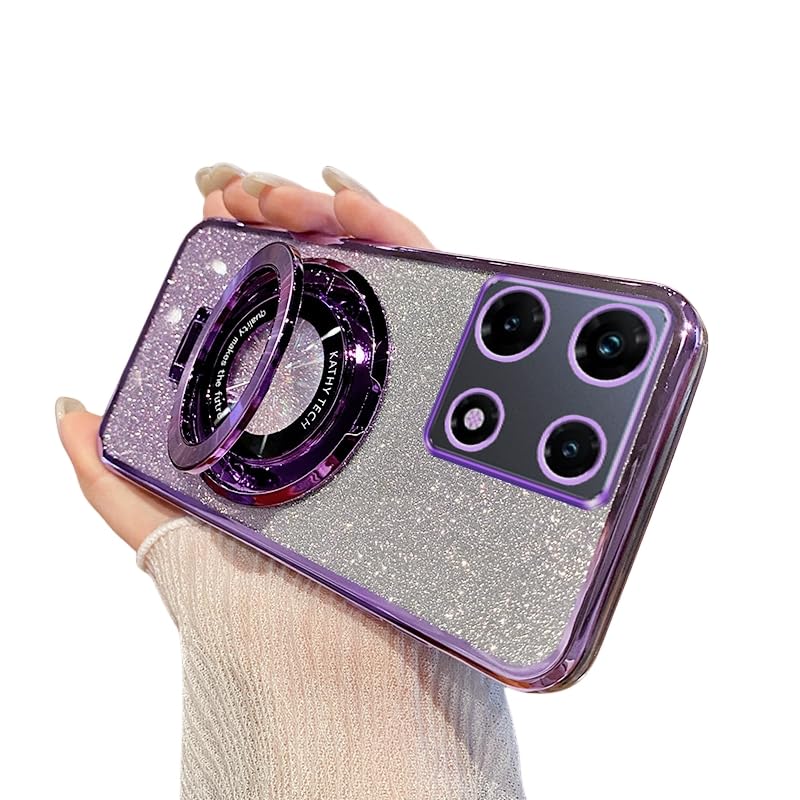 Case Compatible with Infinix Note 30 Pro 4G Phone Case Soften TPU Gradient Hard Case Magnetic With Stand Drop Protection Women Durable Shockproof Phone Cover for Infinix Note 30 Pro 4G Cover (Purple)