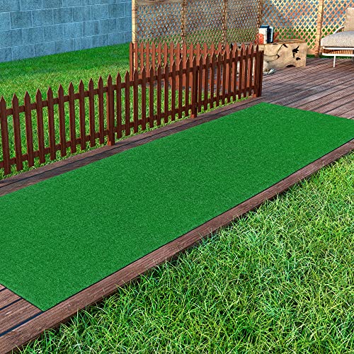 Sweethome Meadowland Collection Indoor and Outdoor Green Artificial Grass Turf Runner Rug 2'7' X 9'10' Green Artificial Grass/Pet mat with Rubber Backed