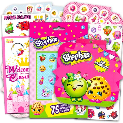 Shopkins Stickers and Tattoos Party Favors Pack -- 75 Temporary Tattoos and Over 295 Stickers (Shopkins Party Supplies)