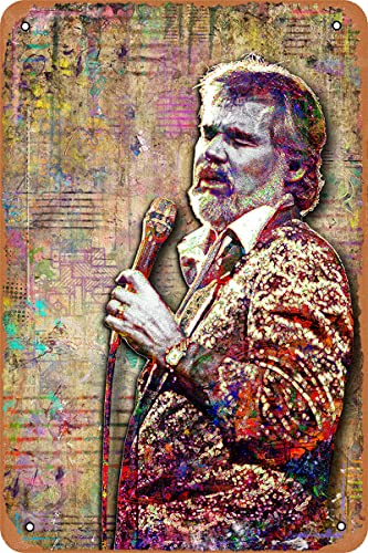 Seadlyise Kenny Rogers Poster Vintage Style Metal Tin Signs Metal Poster Gift Metal Plaque Decor 8x12inch(20x30cm)