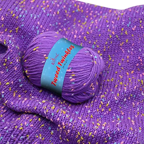 KnitPal Tweed Twinkles Soft Acrylic Speckled Baby Yarn for Kitting or Crocheting Blankets, 8 skeins, 696 yards/400 Grams, DK #3 (Orchid Purple)