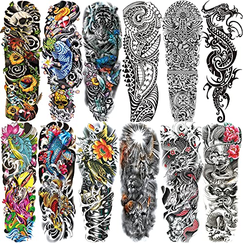 Aresvns Temporary Tattoo for Men and Women (L19“xW7”), Full Arm Fake Tattoos,Waterproof Realistic Sleeve Tattoos Long lasting