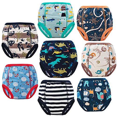 MooMoo Baby 8 Packs Potty Training Pants Cotton Absorbent Training Underwear for Toddler Baby Boy 4T