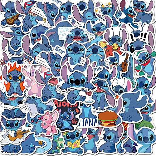 50Pcs Lilo & Stitch Stickers Waterproof Vinyl Stickers for Water Bottle Luggage Bike Car Decals (Stitch)