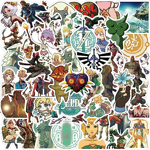 50Pcs The Legend of Zelda: Tears of The Kingdom Stickers,Vinyl Waterproof Stickers for Laptop,Bumper,Skateboard,Water Bottles,Computer,Phone, Cute Cartoon Game Stickers for Kids Teens (Game)