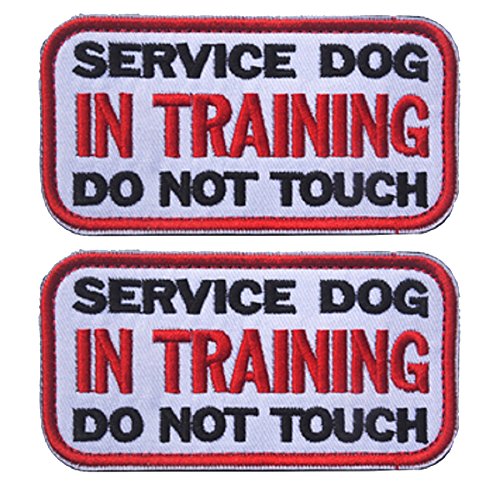 3.94 x 1.96 Inch Service Dog in Training Do Not Touch Dog Patches Tactical Military Morale Badge Emblem Embroidered Fastener Hook & Loop Patches Appliques for Harnesses Vests