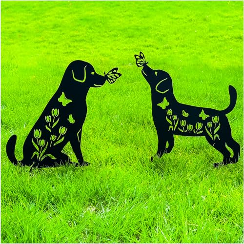 TIGGSY Dog Metal Decorative Garden Stakes Dog Gifts for Women/Men Dog Lovers Gifts Silhouette Statues for Yard Art, Outside, Patio, Outdoor Decor, Garden Decorations, Lawn Ornaments