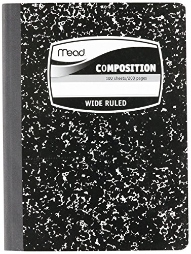 MEA09910 - Sewn Black Marble Cover Composition Book with Wide Rule 11/32, 100 Sheet, Media Size: 7.5' x 9.75'