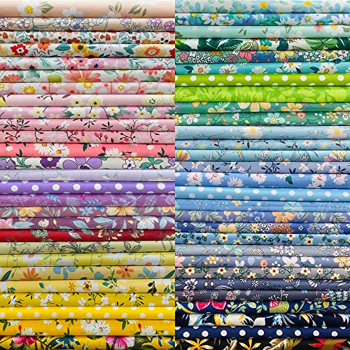 8' x 8' 50 PCS 100% Cotton Fabric Bundles for Quilting Sewing DIY & Quilt Beginners, Quilting Supplies Fabric Squares