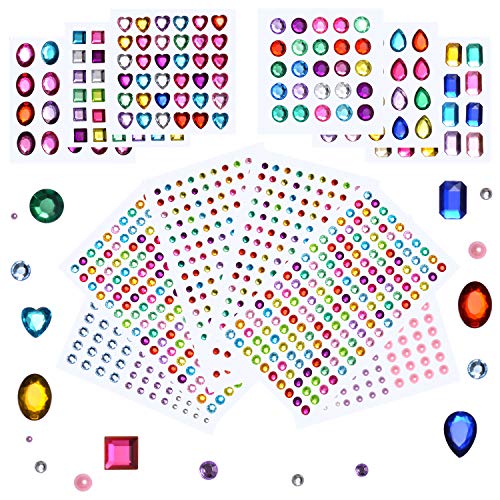 Rhinestone Stickers Self-Adhesive, 1141Pcs Gems for Crafts Bling Jewel Crystal Stickers for DIY Craft Nail Body Makeup Festival