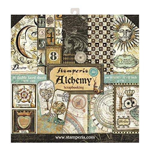 Stamperia Intl Paper Pad 10 Sheets Double-Sided Alchemy, 30.5 x 30.5 (12' x 12'), Multicoloured