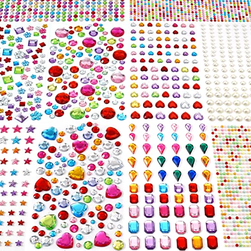 2774pcs Gem Stickers Jewels for Crafts - Self Adhesive Rhinestone Jewel Stickers, Stick on Gems Rhinestones for Crafts, Acrylic Bling Heart Stickers, Craft Supplies for Kids