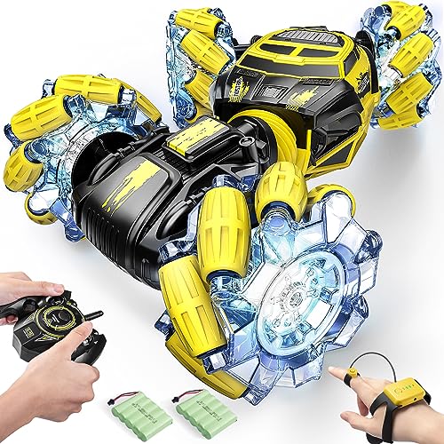 DoDoeleph Gesture RC Car, Remote Control Car, RC Stunt Cars with Watch Hand Controlled Car Sensing Truck Crawler 360°LED 1/16 4WD 12.5MPH Rechargeable Toy Cars for Kids Boys Girls Adults