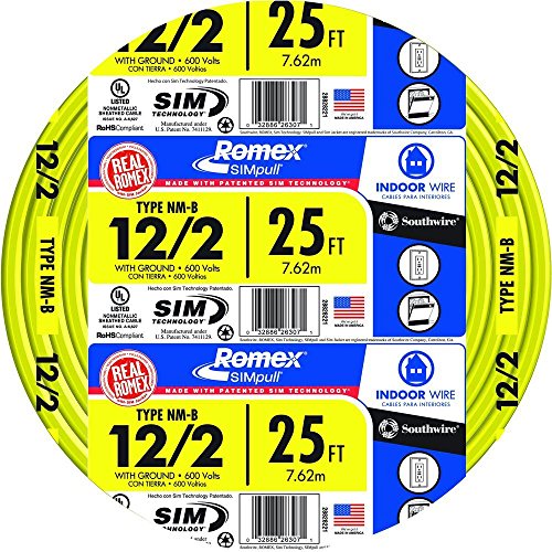 Southwire Romex Brand Simpull Solid Indoor 12/2 W/G NMB Cable 25ft coil - SW# 28828221