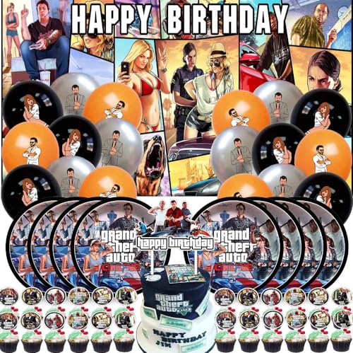 GTA Party Supplies Decorations Cake Topper Birthday Backdrop Background Decor