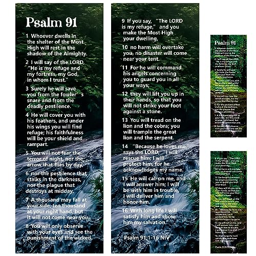 Gueevin 70 Pcs Psalm 91 Bookmarks Christian Bookmarks with Bible Verse Quotes Religious Bookmarks About Protection for Christian Gift Men Women Kids, Military, Firefighters, EMS Paramedics, Policemen