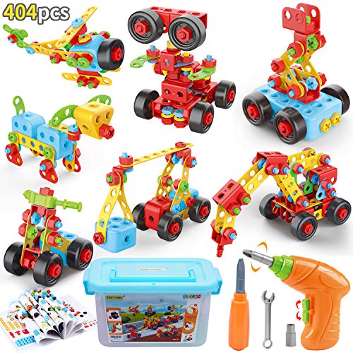 COUOMOXA Building Toys, 404 Pieces STEM Toys Kit Creative Construction Engineering Learning Set for 5, 6, 7, 8+ Year Old Boys&Girls Best Toy Gift for Kids |Take-A-Part Building Blocks