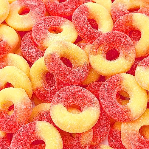 LaetaFood Peach Rings Gummy Candy (1 Pound Bag)