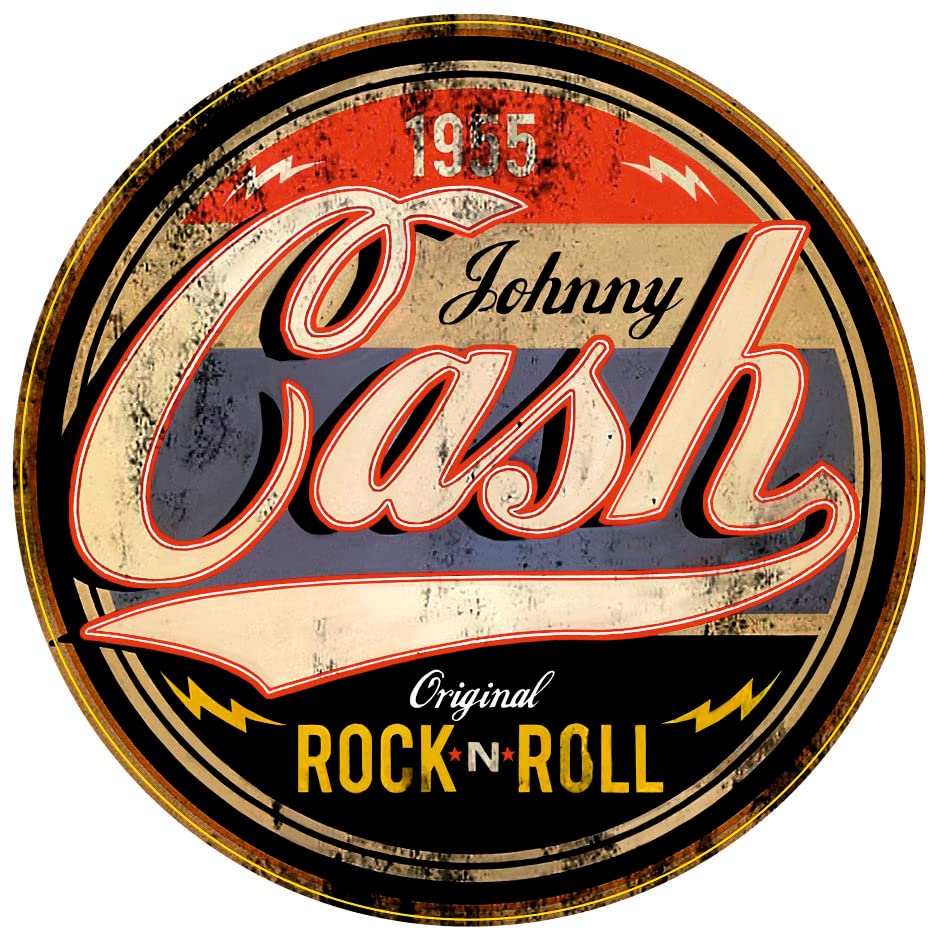 Cash Stickers Retro (3 diff-Sizes) Johnny Decal Vinyl Round car bamper, Truck, Laptop, tumblers Rock n Roll Gitar (3 inch)