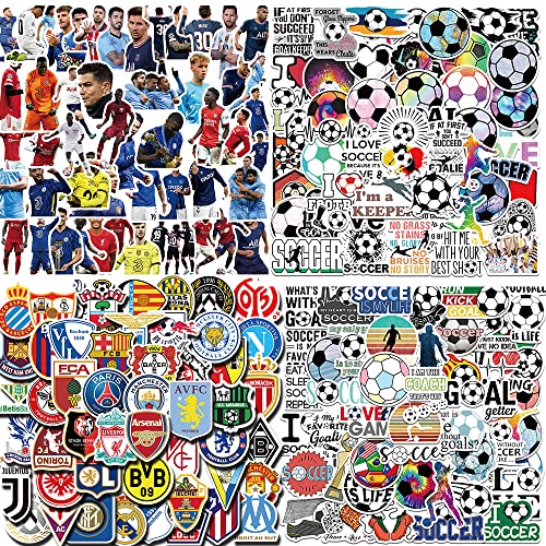 200 PCS World Cup Football Soccer Stickers Soccer Sports Stickers Vinyl Waterproof Sticker Graffiti Decals Soccer Gifts for Water Bottle Helmets Scrapbook World Cup Kids Teens Adults