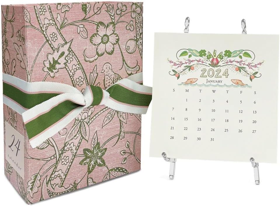 Karen Adams Silver Easel 2024 Desk Calendar January 2024 - December 2024