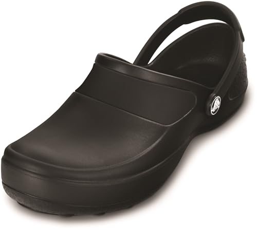 Crocs Women's Mercy Clog | Slip Resistant Work Shoes, Black/Black, 8