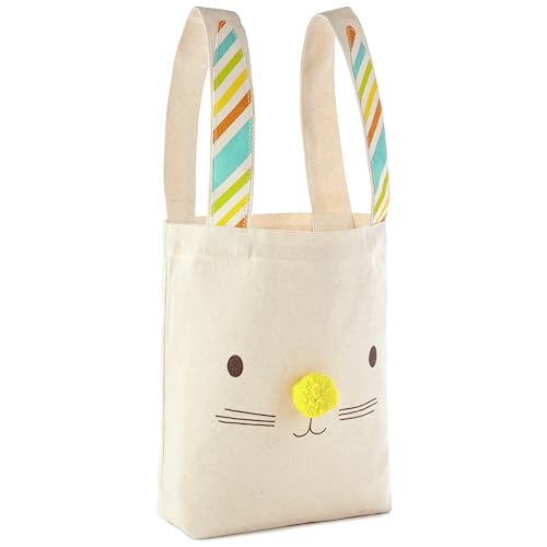 Hallmark 8'x10' Easter Canvas Tote Bag (Bunny Ears) for Easter Baskets, Egg Hunts, Spring Birthdays and More